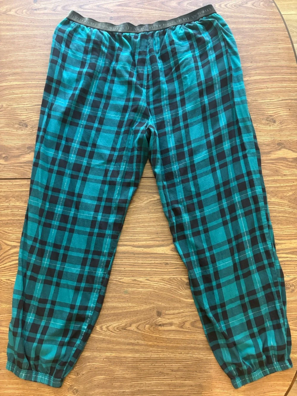 Victoria’s Secret Teal Black Tartan PJ Joggers Elastic-Waist Size XL